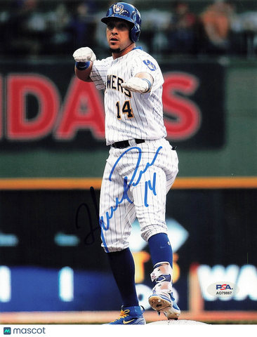 Hernan Perez Milwaukee Brewers Signed 8x10 Photo PSA