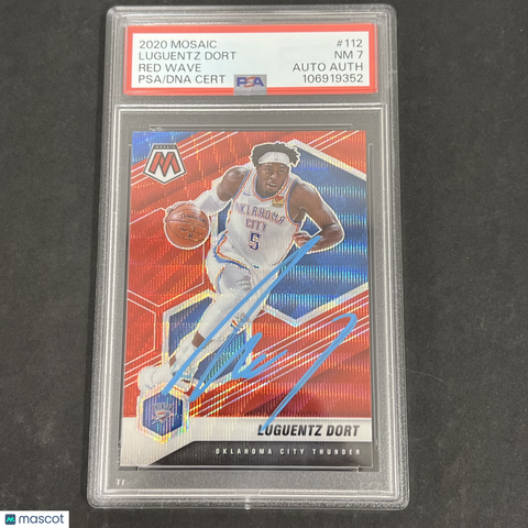 2020 Panini Mosaic Red Wave #112 Luguentz Dort signed card PSA 7 Auto A