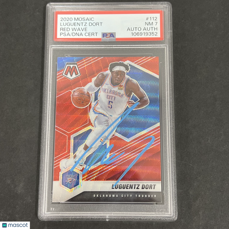 2020 Panini Mosaic Red Wave #112 Luguentz Dort signed card PSA 7 Auto A