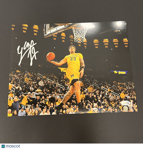 Yaxel Lendeborg Michigan Wolverines Signed Basketball 11x14 Photo JSA
