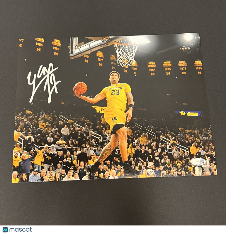 Yaxel Lendeborg Michigan Wolverines Signed Basketball 11x14 Photo JSA