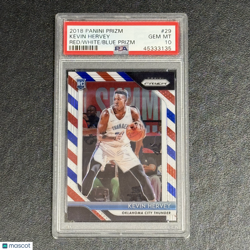 2018 Panini Prizm Red White Blue #29 Kevin Hervey PSA 10 Slabbed OKC Thunder