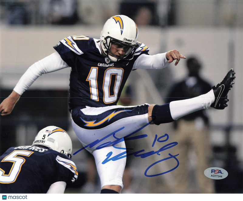 Nate Kaeding Signed San Diego Chargers Football 8x10 Photo PSA Autographed