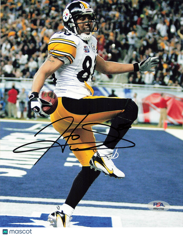 Hines Ward Signed Pittsburgh Steelers Football 8x10 Photo PSA Autographed
