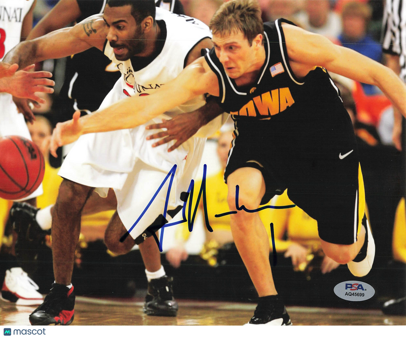 Adam Haluska Iowa Hawkeyes Signed Basketball 8x10 Photo PSA