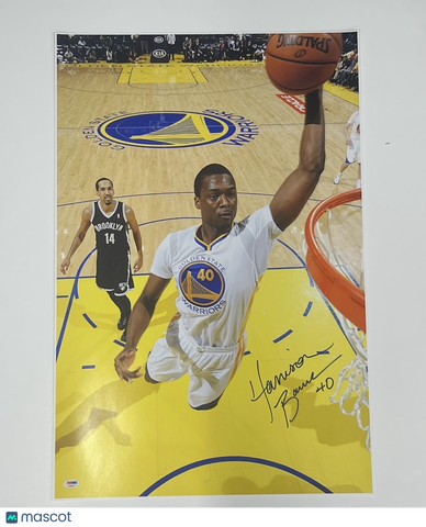 Harrison Barnes Golden State Warriors Signed Basketball 20x30 Photo PSA