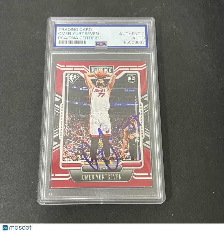 2021-22 Panini Chronicles Playbook #283 Omer Yurtseven signed card PSA Heat