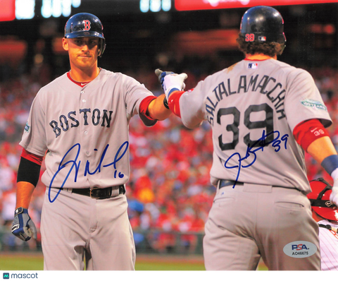 Will Middlebrooks and Jarrod Saltalamacchia Boston Red Sox Signed 8x10 Photo PSA