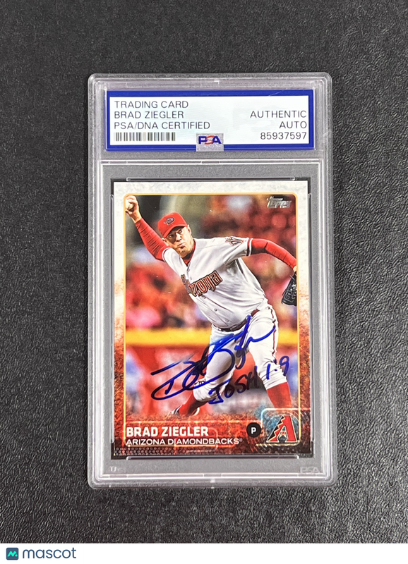 2015 Topps Series 2 Baseball #528 Brad Ziegler Signed Card Auto PSA Slabbed