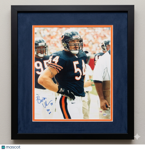 Brian Urlacher Signed Chicago Bears Football 16x20 Custom Framed Photo PSA
