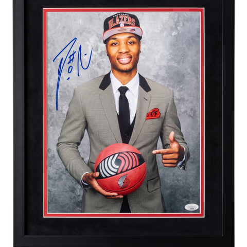 Damian Lillard Portland Trail Blazers Signed 11x14 Custom Framed Photo JSA