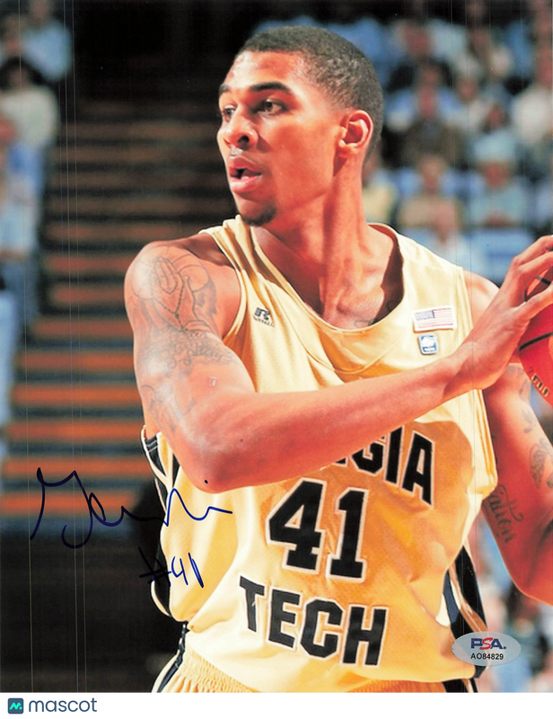 Glenn Rice Jr. Georgia Tech Yellow Jackets Signed Basketball 8x10 Photo PSA