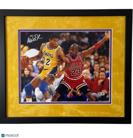 Magic Johnson Los Angeles Lakers Signed Basketball 11x14 Custom Framed Photo BAS