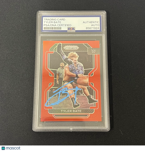 2022 Panini Prizm WWE#122 Tyler Bate Signed Card Auto PSA Slabbed