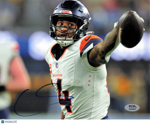 Courtland Sutton Signed Denver Broncos Football 8x10 Photo PSA Autographed