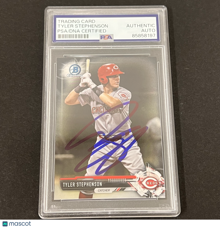 2017 Topps Bowman Chrome #BCP61 Tyler Stephenson Signed Card PSA Slabbed Reds