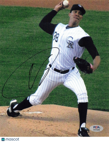Ubaldo Jimenez Colorado Rockies Signed 8x10 Photo PSA