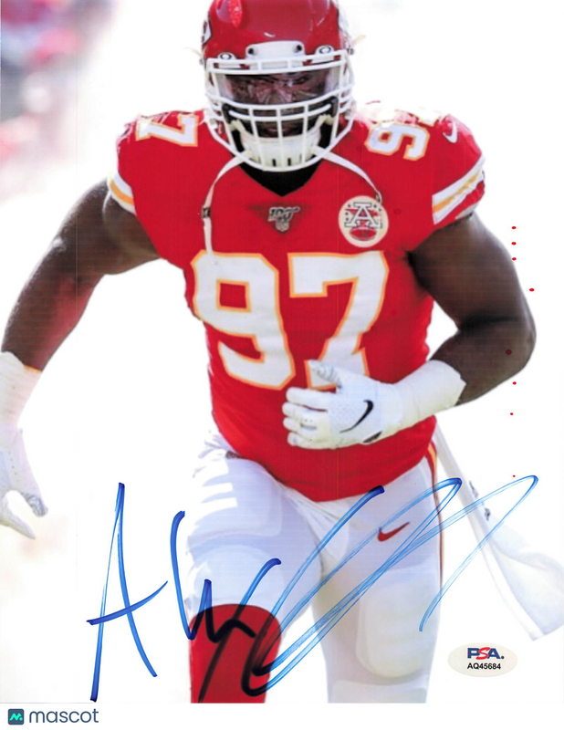 Alex Okafor Signed Kansas City Chiefs Football 8x10 Photo PSA Autographed