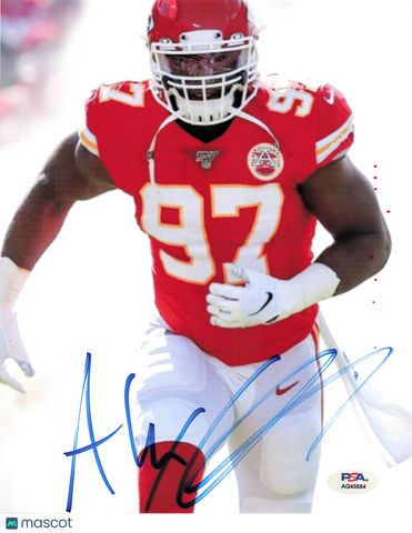 Alex Okafor Signed Kansas City Chiefs Football 8x10 Photo PSA Autographed