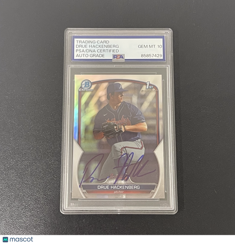 2023 Topps Bowman Chrome#BDC-38 Drue Hackenberg Signed Card Auto 10 PSA Slabbed