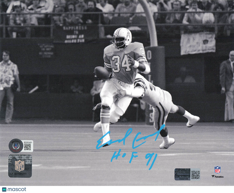 Earl Campbell Signed Houston Oilers Football 8x10 Photo BAS Autographed