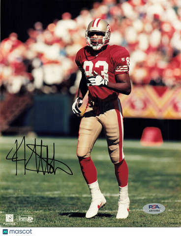 J.J. Stokes Signed San Francisco 49ers Football 8x10 Photo PSA Autographed