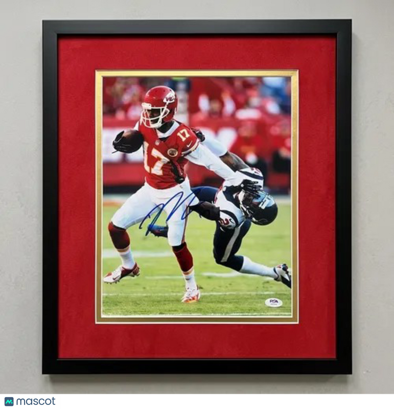Donnie Avery Signed Kansas City Chiefs Football 11x14 Custom Framed Photo PSA