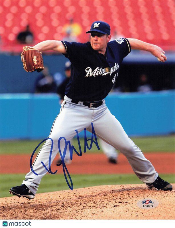 Randy Wolf Milwaukee Brewers Signed 8x10 Photo PSA
