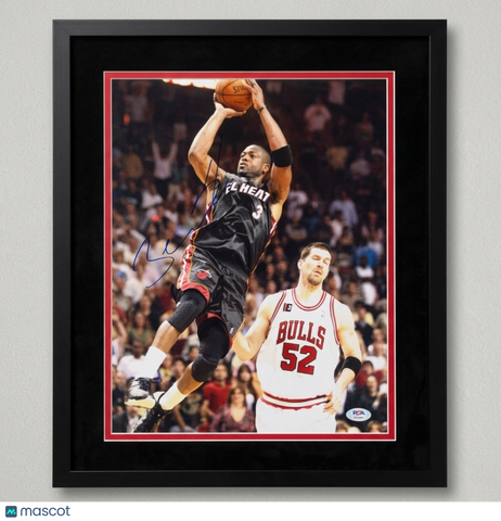 Dwyane Wade Miami Heat Signed Basketball 11x14 Custom Framed Photo PSA