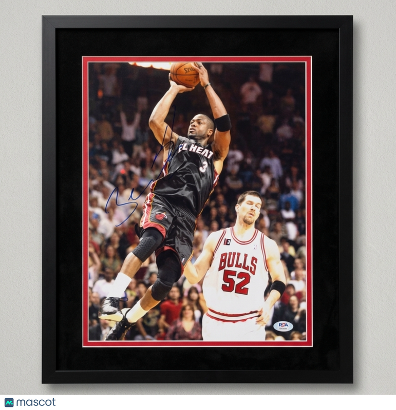 Dwyane Wade Miami Heat Signed Basketball 11x14 Custom Framed Photo PSA