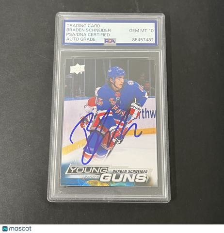 2022-23 Upper Deck Series 1 Young Guns #214 Braden Schneider signed PSA Auto 10