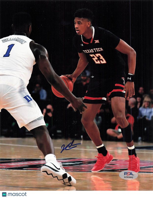 Jarrett Culver Texas Tech Red Raiders Signed Basketball 8x10 Photo PSA