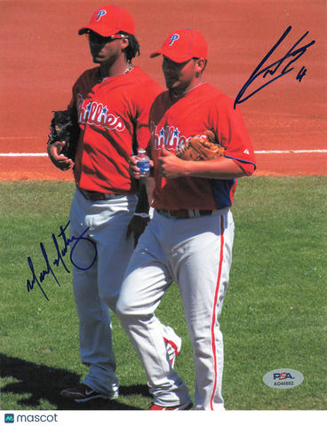 Jorge Alfaro and Michael Martinez Philadelphia Phillies Signed 8x10 Photo PSA
