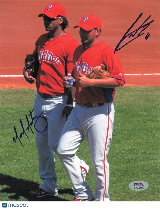 Jorge Alfaro and Michael Martinez Philadelphia Phillies Signed 8x10 Photo PSA