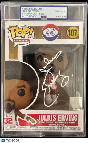 Julius Erving Signed NY Nets #107 Funko Pop PSA Auto 10 Encapsulated Autographed