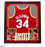 Hakeem Olajuwon Signed  Framed Jersey PSA Houston Rockets Autographed 32x38