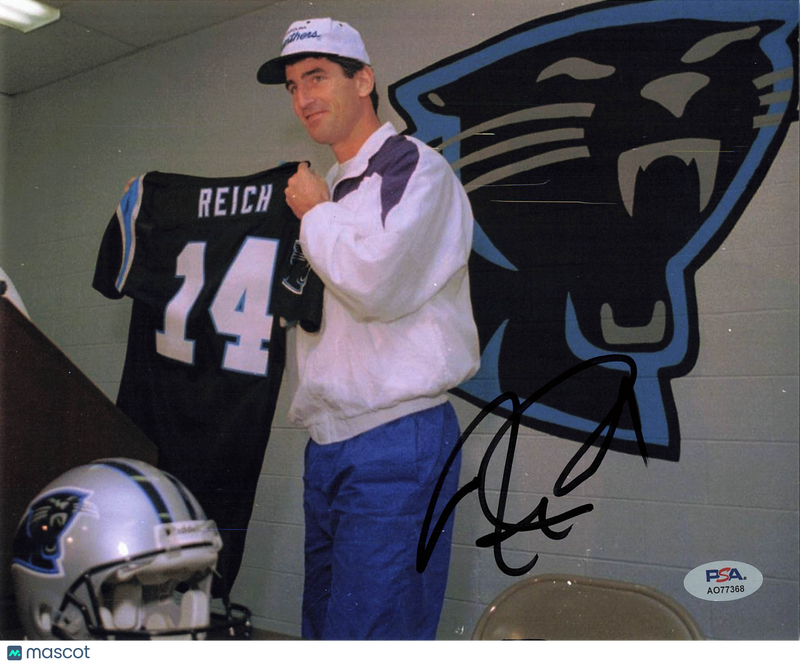 Frank Reich Signed Carolina Panthers Football 8x10 Photo PSA Autographed