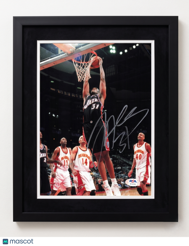 Jarron Collins Utah Jazz Signed Basketball 8x10 Custom Framed Photo PSA