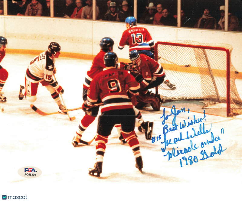 Mark Wells Signed Hockey 8x10 Photo PSA Autographed