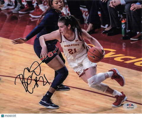 Bridget Carleton Iowa State Cyclones Signed Basketball 8x10 Photo PSA