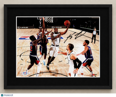 Kawhi Leonard San Antonio Spurs Signed Basketball 8x10 Custom Framed Photo PSA