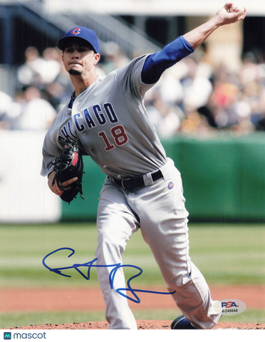 Chris Rusin Chicago Cubs Signed 8x10 Photo PSA