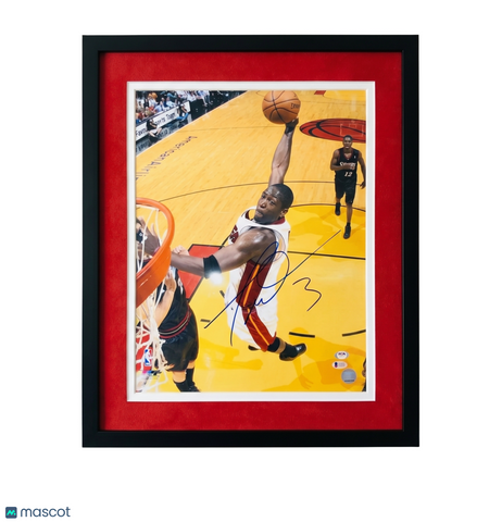 Dwayne Wade Miami Heat Signed Basketball 16x20 Custom Framed Photo PSA
