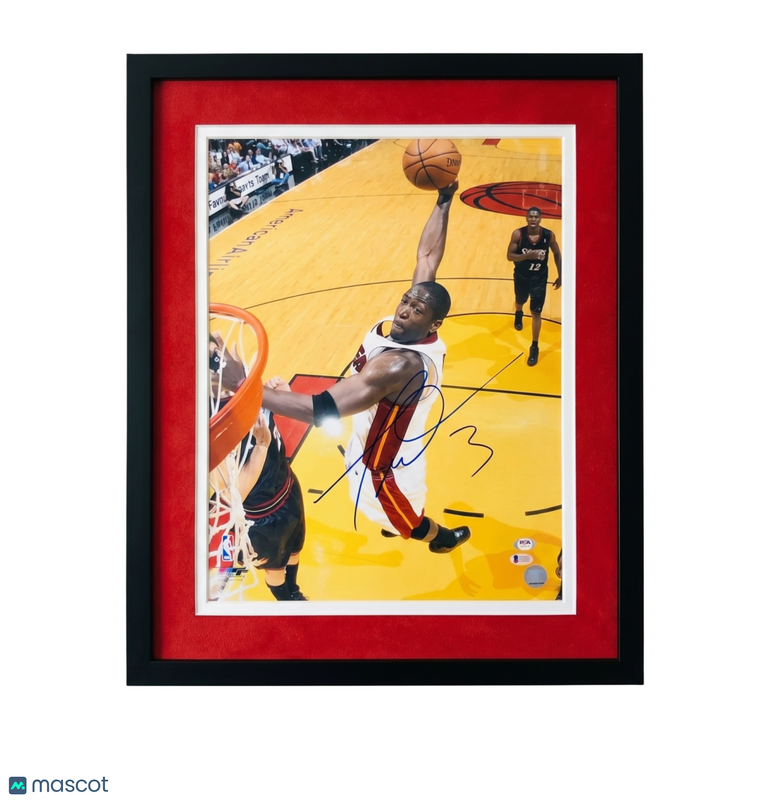Dwayne Wade Miami Heat Signed Basketball 16x20 Custom Framed Photo PSA