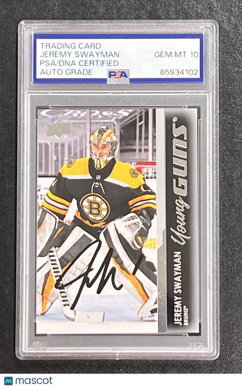 2021-22 Upper Deck Series 1 Hockey #226 Jeremy Swayman Signed Card Auto 10 PSA S