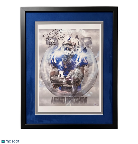 Ahmad Bradshaw Signed New York Giants 16x20 Custom Framed Photo PSA Autographed