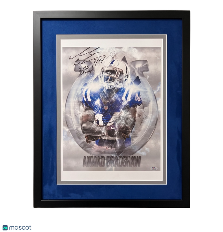 Ahmad Bradshaw Signed New York Giants 16x20 Custom Framed Photo PSA Autographed