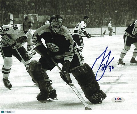 Gerry Cheevers Signed Hockey 8x10 Photo PSA Autographed