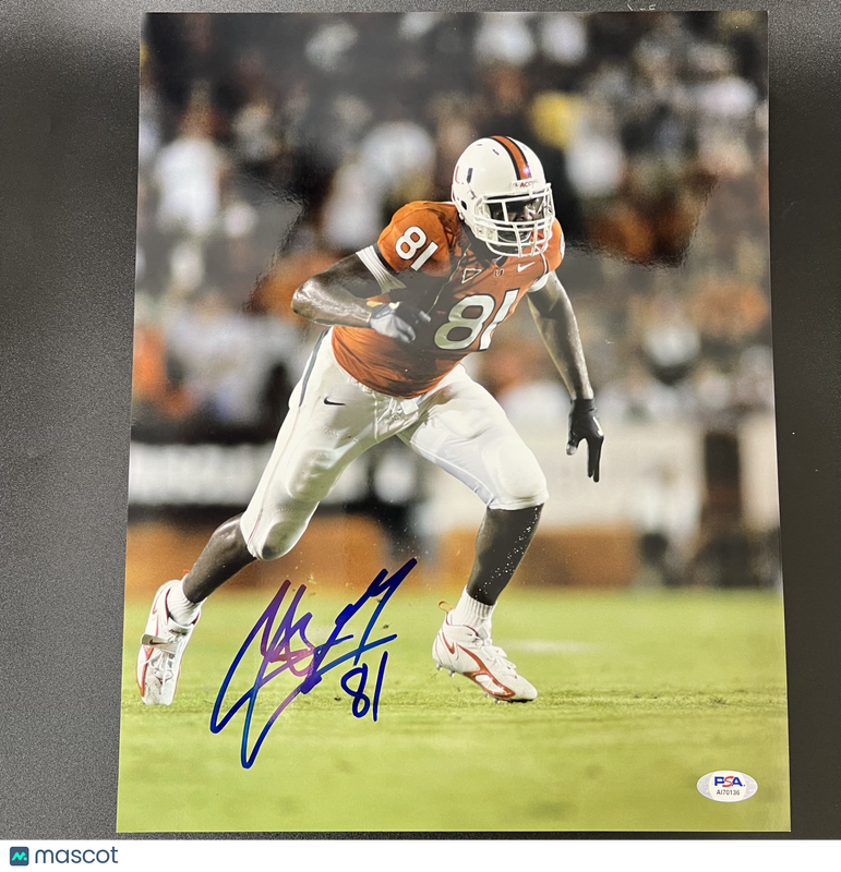 Calais Campbell Signed Miami Hurricanes Football 11x14 Photo PSA Autographed