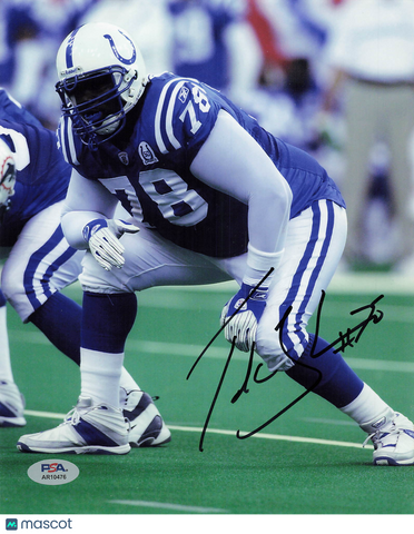 Tarik Glenn Signed Indianapolis Colts Football 8x10 Photo PSA Autographed